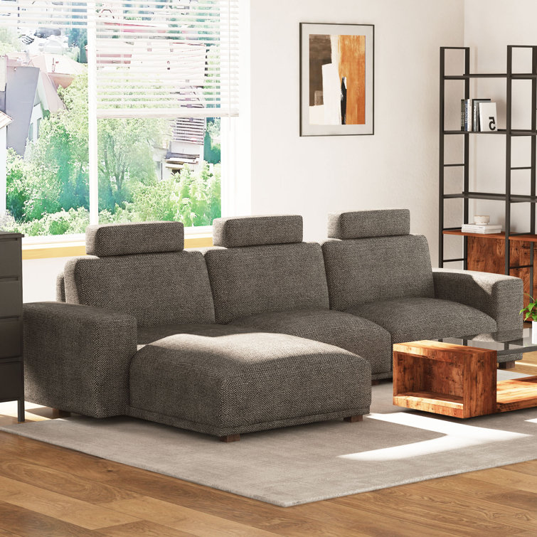 Latitude Run Shape Couch with Extra Wide Chaise Lounge Holders L